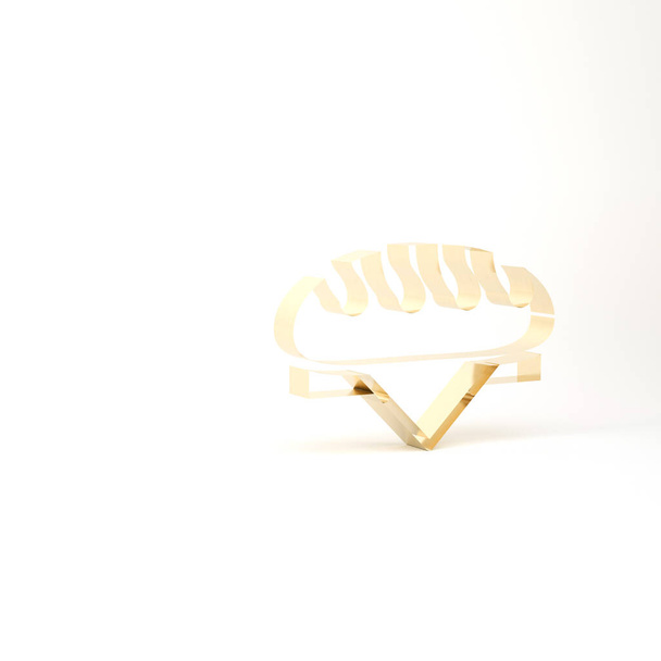 Gold Bread loaf icon isolated on white background. 3d illustration 3D render - Fotoğraf, Görsel