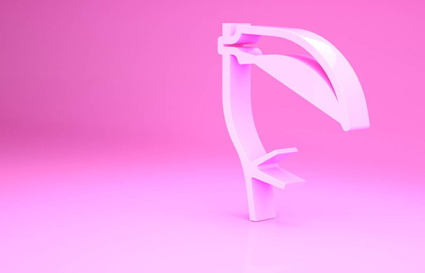 Ікона Pink Scythe ізольована на рожевому фоні. Веселого Хелловін. Концепція мінімалізму. 3D-рендеринг - Фото, зображення