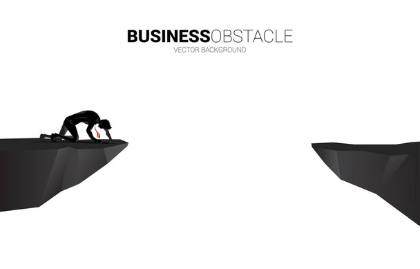 silhouette d'homme d'affaires rampant sur la falaise. Concept pour les affaires sans issue et obstacle. - Vecteur, image