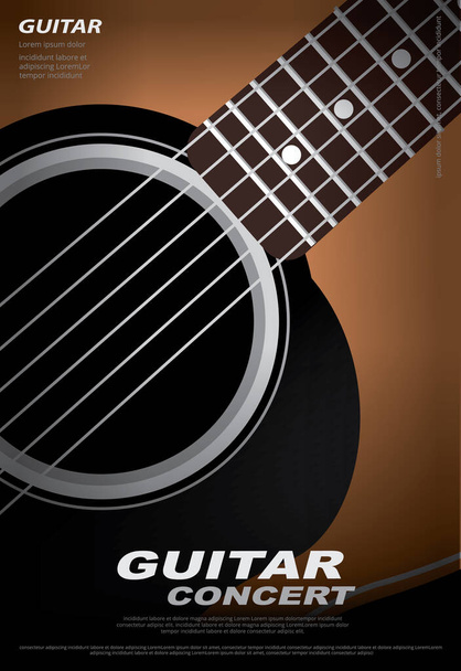 Gitar Konseri Posteri Şablon Vektörü İllüstrasyonu - Vektör, Görsel