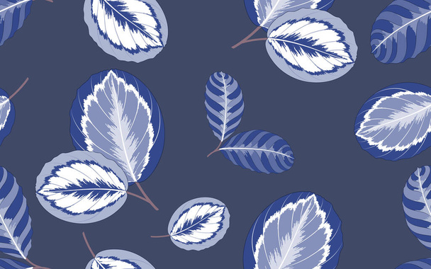 Seamless tropical summer pattern with exotic  leaves calathea. - Vecteur, image