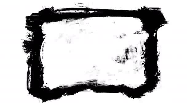 Animacja grunge pociągnięcia pędzla na białym tle. Streszczenie strony - element malowany. Grunge uderza pędzlem animacji. Podkreślić i projekt granicy. Płynne tło pętli.  - Materiał filmowy, wideo