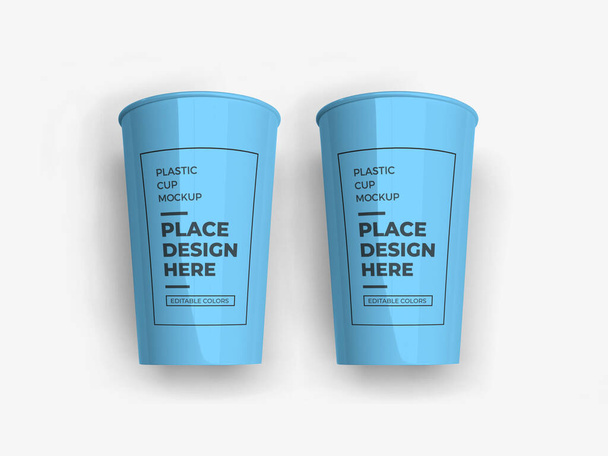 Plastic Beker Verpakking 3D Illustratie Mockup Scene op geïsoleerde achtergrond - Foto, afbeelding