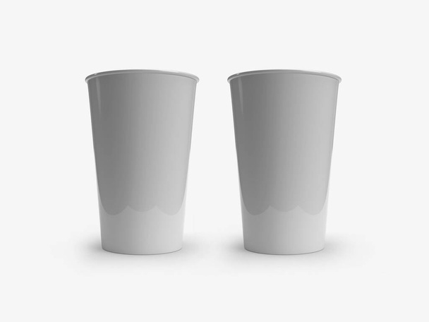 Escena de burla de ilustración 3D de embalaje de taza de plástico sobre fondo aislado - Foto, imagen