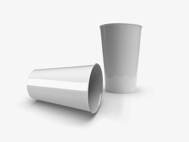 Plastik Kupa Paketleme 3B Görüntü İzole Arkaplan Sahnesi - Fotoğraf, Görsel