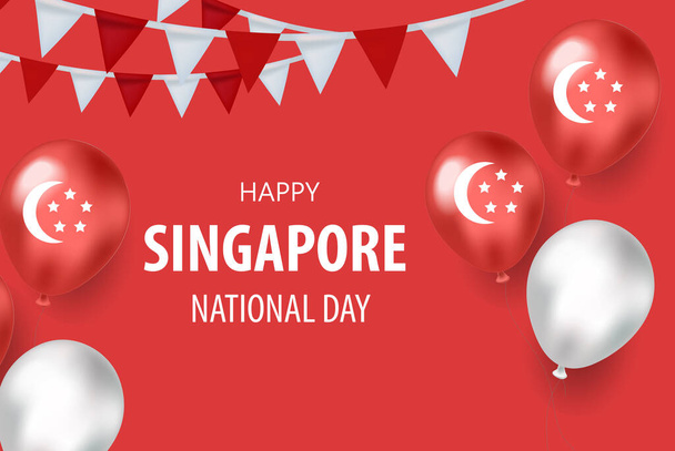 Biglietto festivo nazionale di Singapore, modello per il tuo design. Il giorno dell'indipendenza. Illustrazione vettoriale. - Vettoriali, immagini