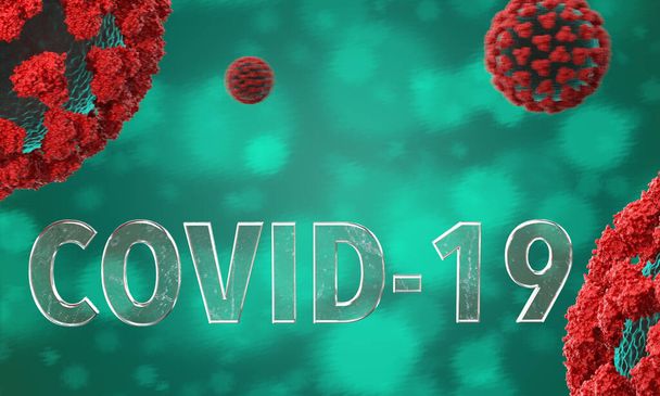 Στεφανιαία νόσος COVID-19 λοίμωξη ιατρική 3D απεικόνιση. Ιστορικό πανδημικού κινδύνου. - Φωτογραφία, εικόνα