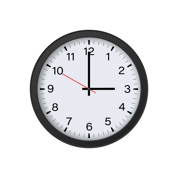 Circle Clock Mockup Isolated on White Background,3 O'clock. Vector Illustration - Vector, Image