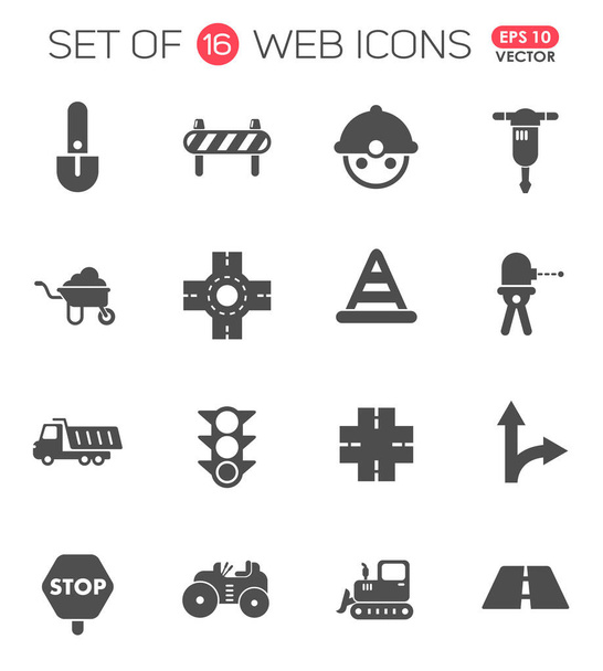 road repairs icon set - Vector, Image