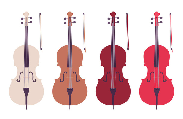 Cello double bass, symphony orchestra bowed string instrument - Vector, Image