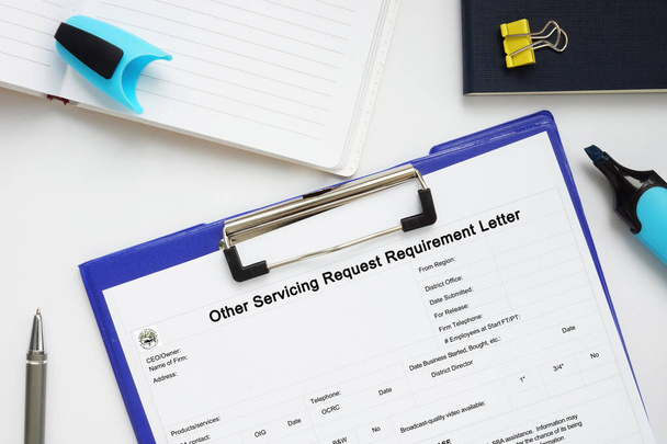 SBA form Other Servicing Request Requirement Letter - Photo, Image
