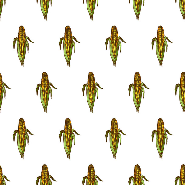 Corn background seamless pattern. Vintage background. Vector - Vektor, kép