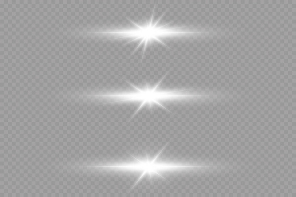 Light effect. Bright Star. Light explodes on a transparent background. Bright sun. - Vector, Image