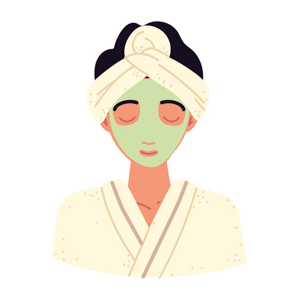 Frau mit grüner Maske - Vektor, Bild