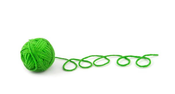 Green thread ball isolated on white background - Photo, Image