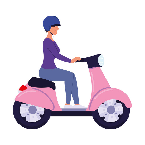 vrouw met helm op motorfiets - Vector, afbeelding