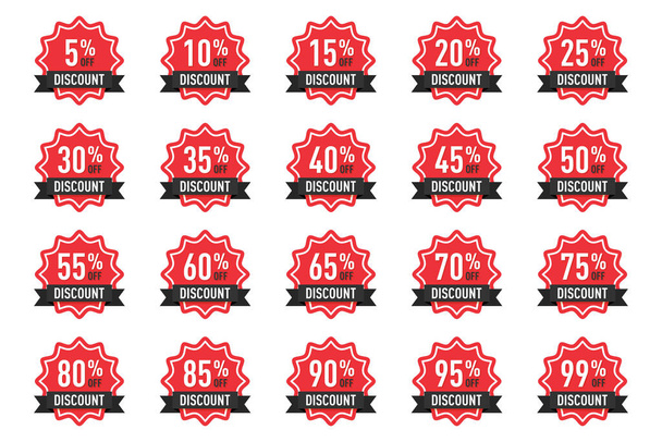 Verzameling van kortingsbadges procentuele tag voor reclame - Foto, afbeelding