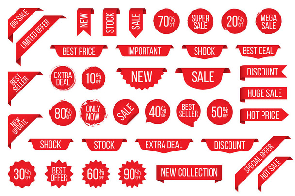 Set de etiqueta etiqueta roja de venta insignia para la promoción - Foto, imagen