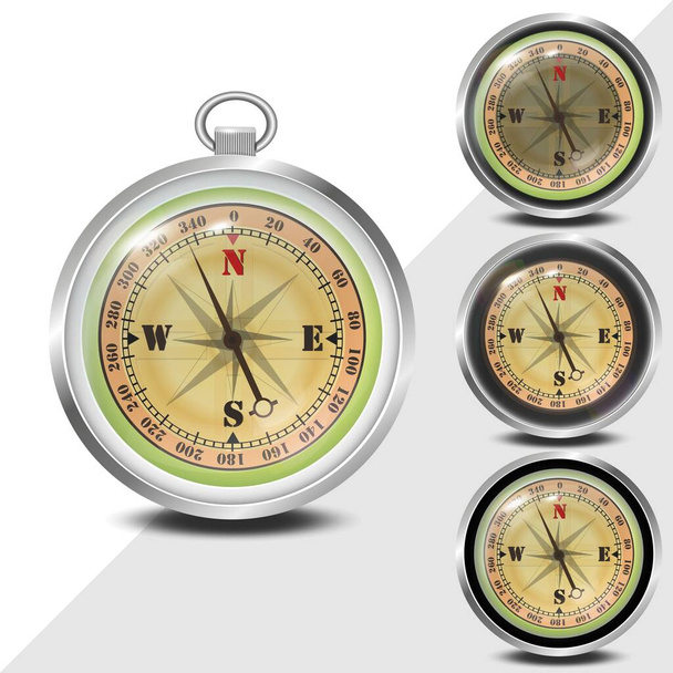 Kompas je realistický v různých provedeních. Realistický. Pro design destinace cesty. - Vektor, obrázek