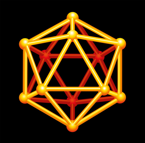 Ікосаедр золота тривимірна форма
 - Вектор, зображення