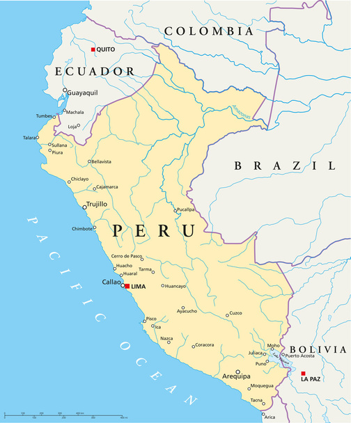 Peru πολιτικός χάρτης - Διάνυσμα, εικόνα