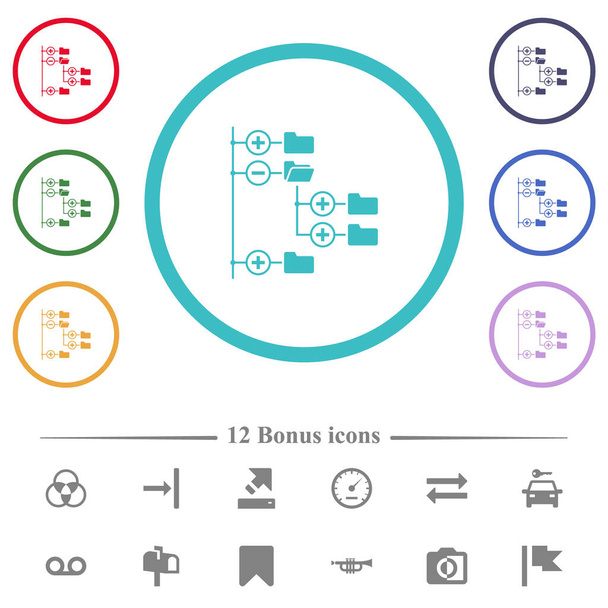 Annuaire navigateur couleurs plates icônes en forme de cercle contours. 12 icônes bonus incluses. - Vecteur, image