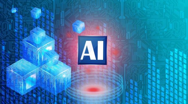 Logo dell'intelligenza artificiale. Intelligenza artificiale e concetto di apprendimento automatico. Simbolo vettoriale AI. Reti neurali e altri concetti di tecnologie moderne. Tecnologia sci-fi concept - Vettoriali, immagini
