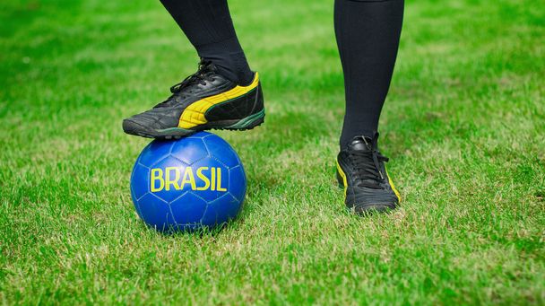 ブラジル サッカー連盟。フットボール選手がプレーする準備ができて. - 写真・画像
