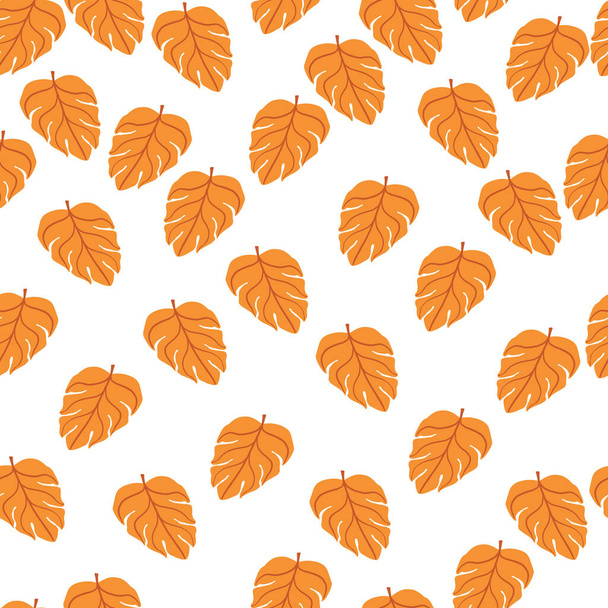 Decorative seamless pattern with bright orange monstera doodle shapes. Isolated background. Simple style. Stock illustration. Vector design for textile, fabric, giftwrap, wallpapers. - Vektori, kuva