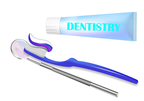 Banner concepto pasta de dientes. Ilustración isométrica de banner de concepto de vector de pasta de dientes para diseño web - Vector, Imagen