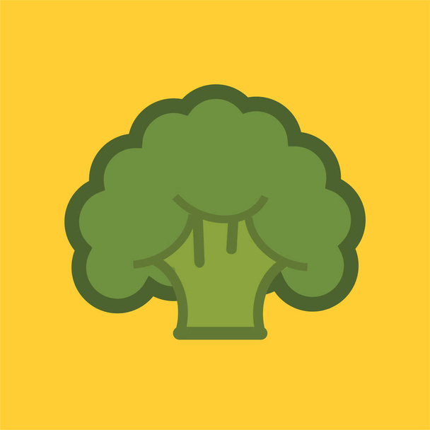 brokuły jedzenie świeże ikona w płaskim stylu - Wektor, obraz