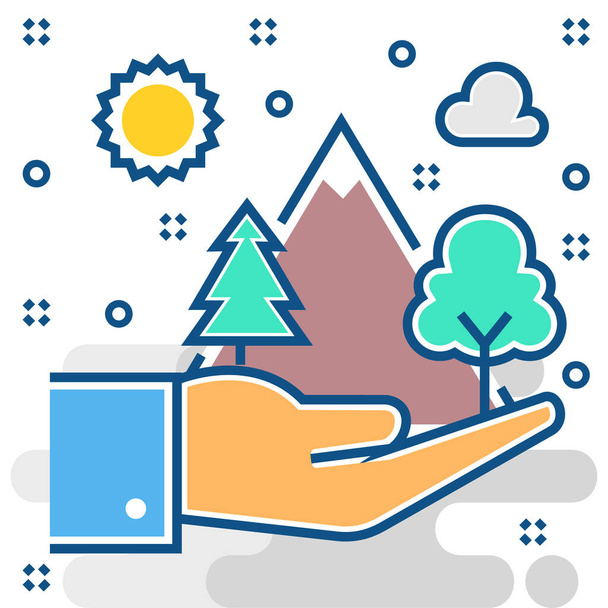 erdővédelmi ikon kitöltött vázlatos stílusban - Vektor, kép