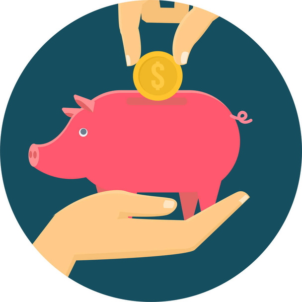 geld besparen budget icoon in platte stijl - Vector, afbeelding