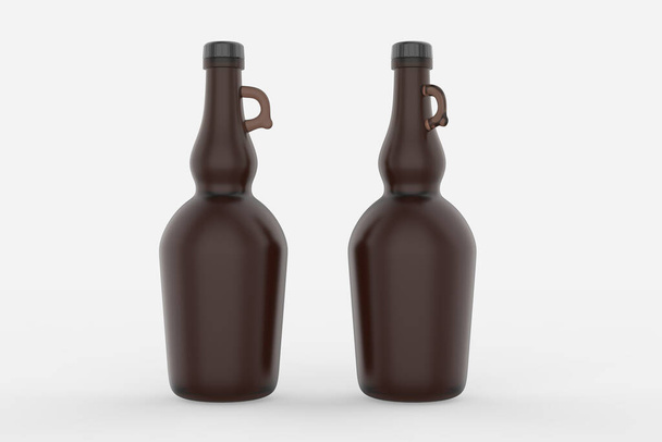 750ml Διαυγές γυάλινο μπουκάλι λάδι ελιάς Mockup απομονωμένο λευκό φόντο. 3D εικονογράφηση - Φωτογραφία, εικόνα