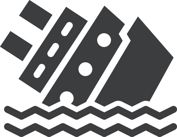 icône de bateau de film de croisière dans le style solide - Vecteur, image
