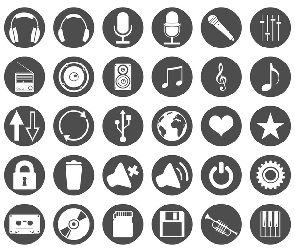 Set of Music Icons - Vector, Image