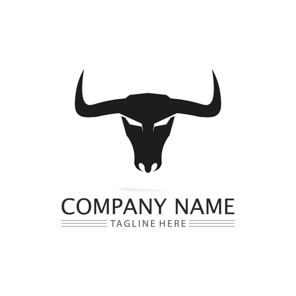 Бычья голова буйвола, корова, вектор логотипа животного талисмана для буйвола спортивного рога, животное, млекопитающие, логотип головы, дикий, матадо - Вектор,изображение