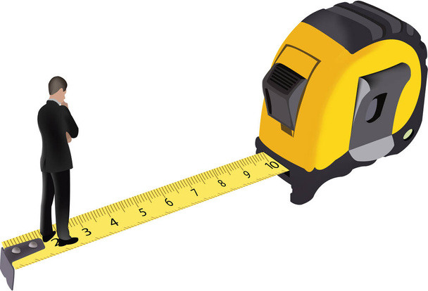 rolmeter voor het meten met mensen die boven in balans zijn - Vector, afbeelding