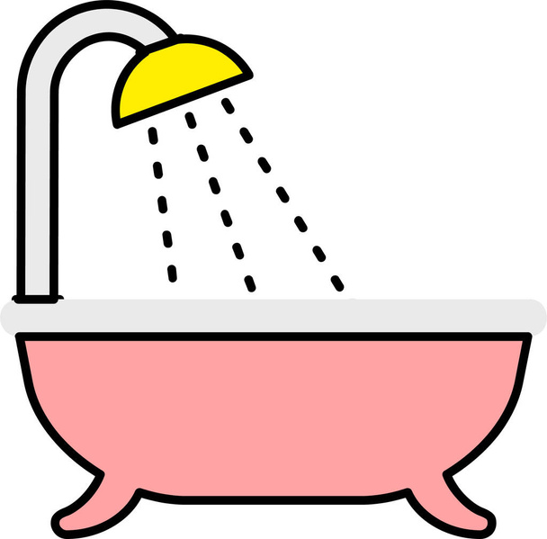 fürdő fürdőszoba zuhany ikon töltött körvonalas stílusban - Vektor, kép