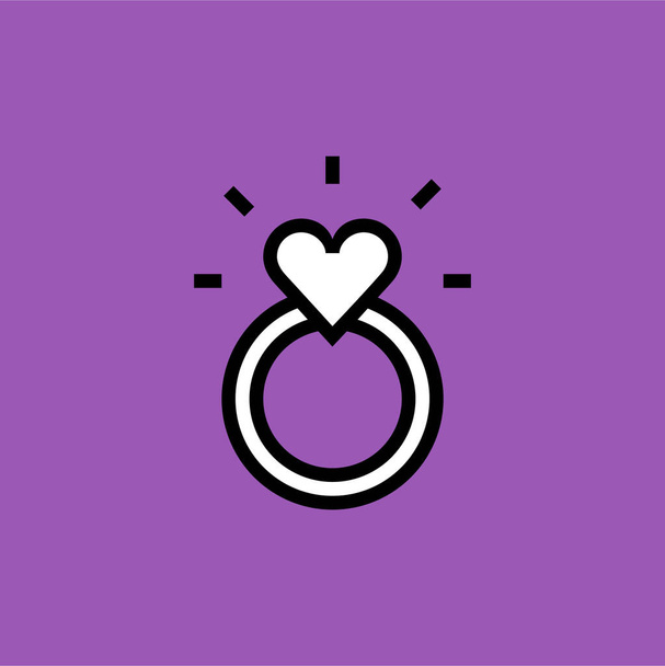 engagement heart love icon in outline style - Vector, Image