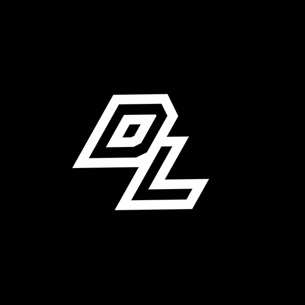 DL logó monogram akár lefelé stílus negatív tér design sablon elszigetelt fekete háttér - Vektor, kép