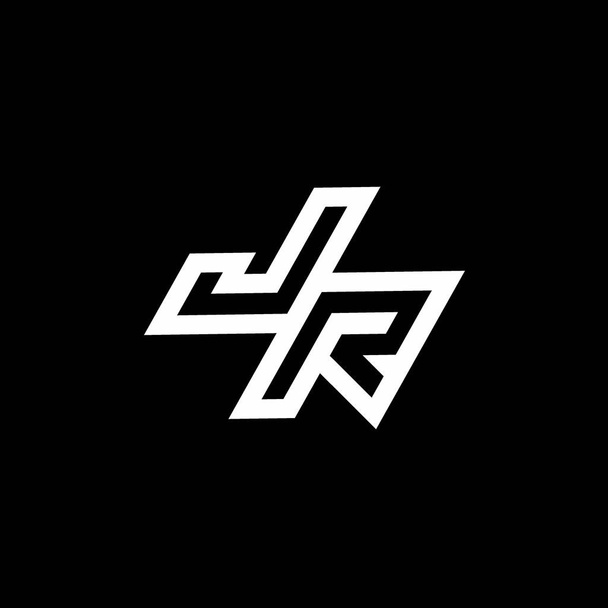 JR logó monogram akár lefelé stílus negatív tér design sablon elszigetelt fekete háttér - Vektor, kép