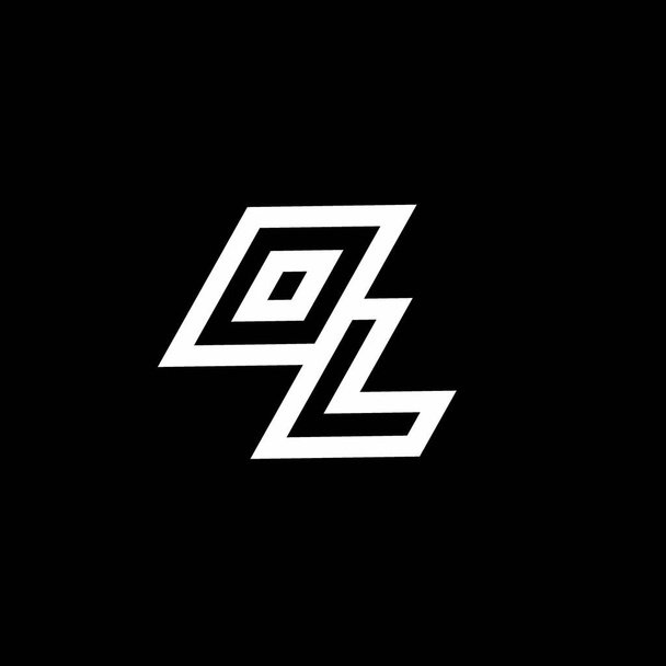 OL logó monogram akár lefelé stílus negatív tér design sablon elszigetelt fekete háttér - Vektor, kép