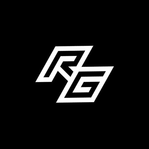 RG logó monogram akár lefelé stílus negatív tér design sablon elszigetelt fekete háttér - Vektor, kép