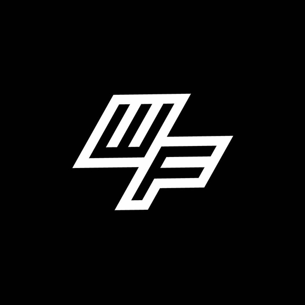 WF logó monogram akár lefelé stílus negatív tér design sablon elszigetelt fekete háttér - Vektor, kép