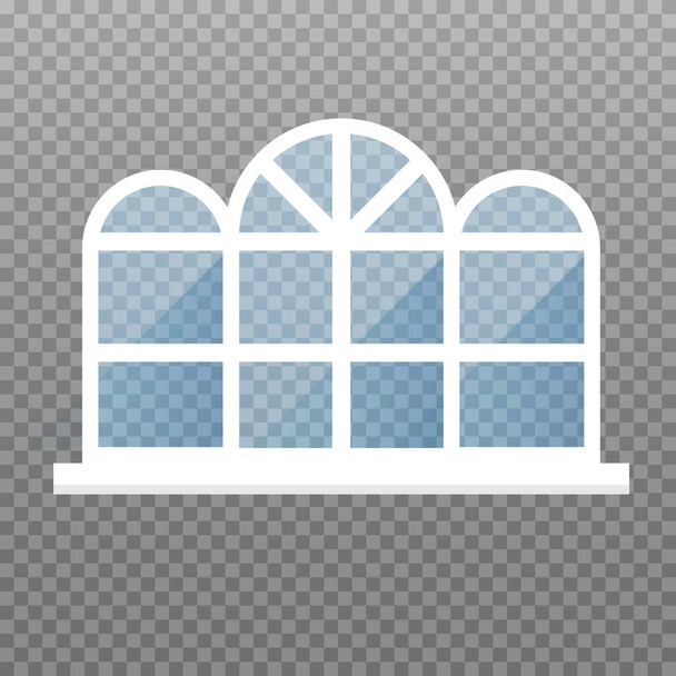隔離された窓枠。青いメガネのフロントストアの窓。透明な背景に外観の建物のファサード要素。ベクターイラスト. - ベクター画像