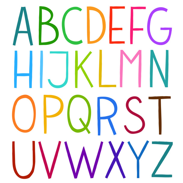 Colorful hand drawn vector full alphabet. - Vektör, Görsel