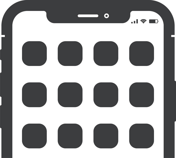 яблочные приложения иконка домашнего экрана в твердом стиле - Вектор,изображение