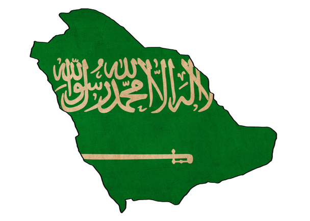 Arabia Saudita mapa en el dibujo de la bandera, grunge y serie bandera retro
 - Foto, Imagen
