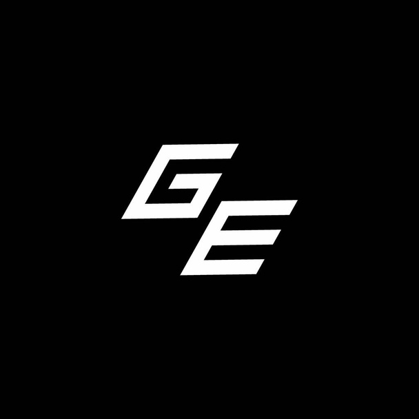 Монограмма логотипа GE с современным дизайном до низа, изолированным на черном фоне - Вектор,изображение